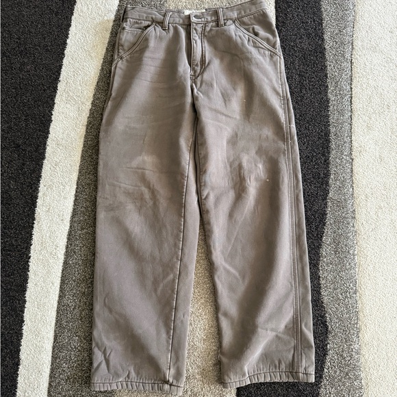 Old Mill brown workwear fleece lined jeans - Picture 1 of 6